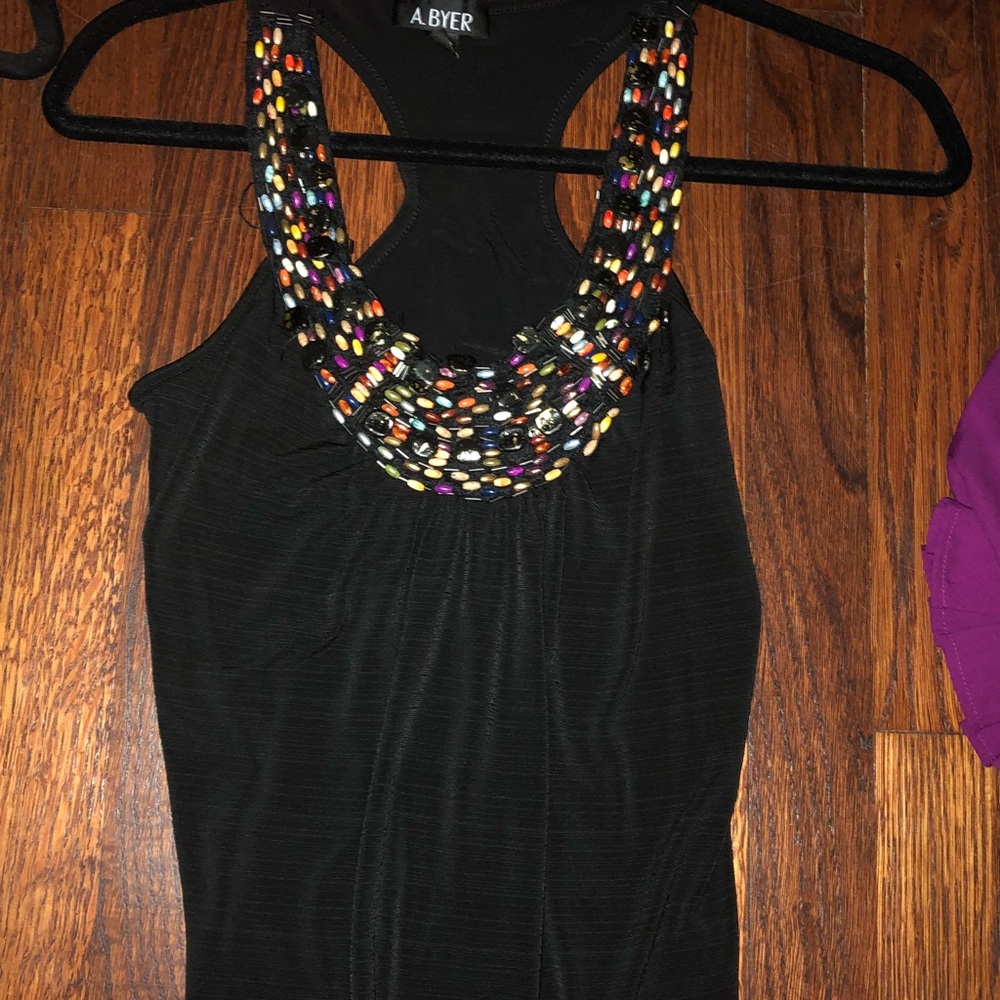 Black tank top with beading